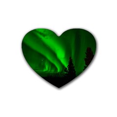 Aurora Borealis Northern Lights Heart Coaster (4 Pack)  by BangZart