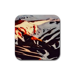 Iceland Landscape Mountains Snow Rubber Coaster (square)  by BangZart