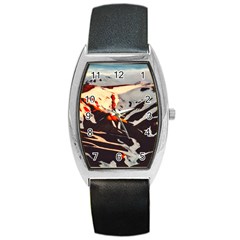 Iceland Landscape Mountains Snow Barrel Style Metal Watch by BangZart