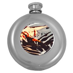 Iceland Landscape Mountains Snow Round Hip Flask (5 Oz) by BangZart