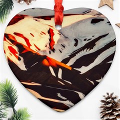 Iceland Landscape Mountains Snow Heart Ornament (two Sides) by BangZart