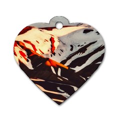 Iceland Landscape Mountains Snow Dog Tag Heart (one Side) by BangZart