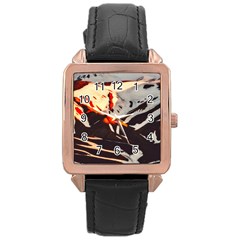 Iceland Landscape Mountains Snow Rose Gold Leather Watch  by BangZart