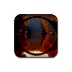 River Water Reflections Autumn Rubber Coaster (square)  by BangZart