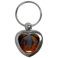 River Water Reflections Autumn Key Chains (heart)  by BangZart