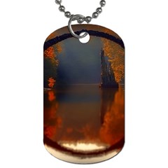 River Water Reflections Autumn Dog Tag (one Side) by BangZart