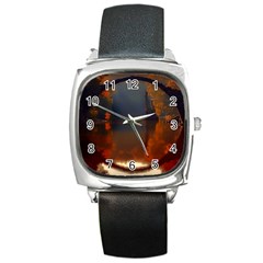 River Water Reflections Autumn Square Metal Watch by BangZart