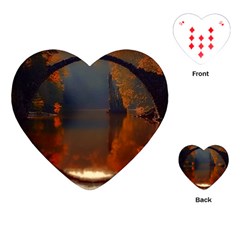 River Water Reflections Autumn Playing Cards (heart)  by BangZart