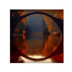 River Water Reflections Autumn Small Satin Scarf (square) by BangZart