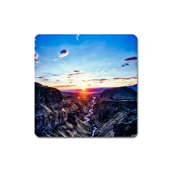 Iceland Landscape Mountains Stream Square Magnet by BangZart