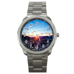 Iceland Landscape Mountains Stream Sport Metal Watch by BangZart