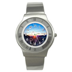 Iceland Landscape Mountains Stream Stainless Steel Watch by BangZart