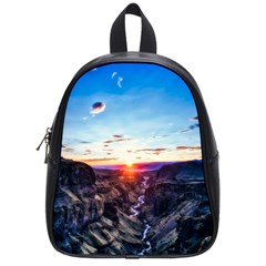 Iceland Landscape Mountains Stream School Bag (small) by BangZart