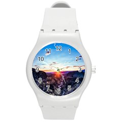 Iceland Landscape Mountains Stream Round Plastic Sport Watch (m) by BangZart