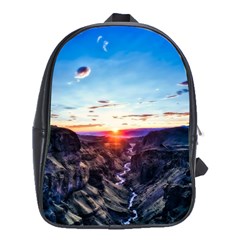 Iceland Landscape Mountains Stream School Bag (xl) by BangZart