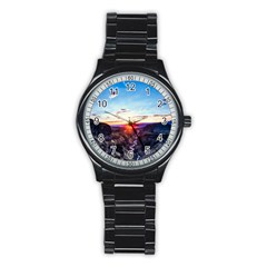 Iceland Landscape Mountains Stream Stainless Steel Round Watch by BangZart