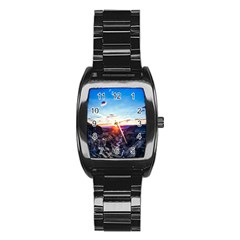 Iceland Landscape Mountains Stream Stainless Steel Barrel Watch by BangZart