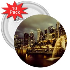 Singapore City Urban Skyline 3  Buttons (10 Pack)  by BangZart