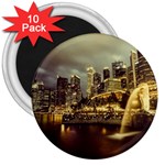 Singapore City Urban Skyline 3  Magnets (10 pack)  Front