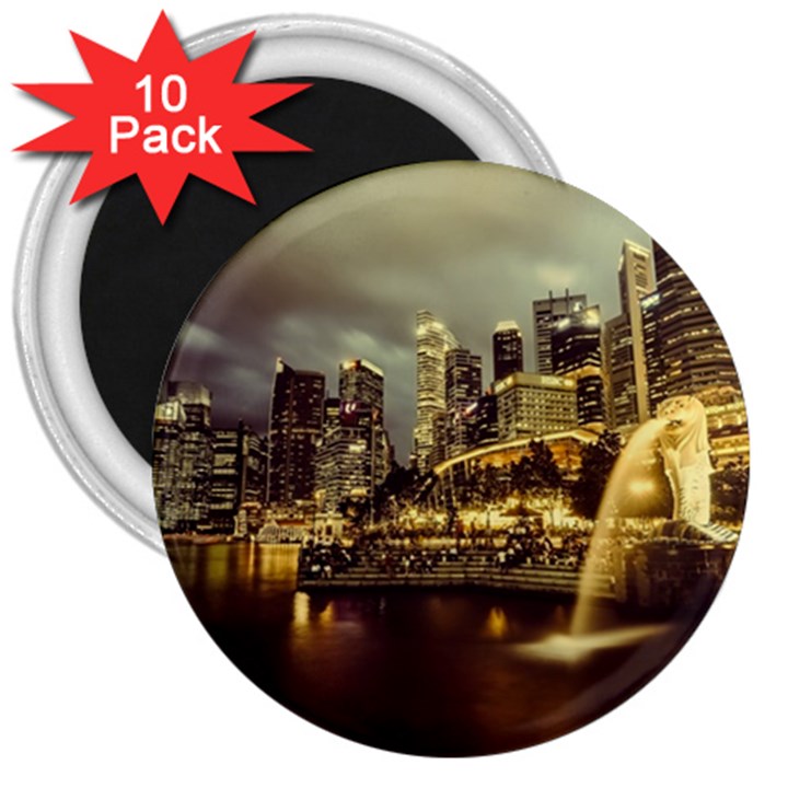 Singapore City Urban Skyline 3  Magnets (10 pack) 