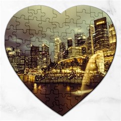 Singapore City Urban Skyline Jigsaw Puzzle (heart) by BangZart