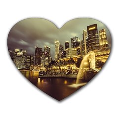 Singapore City Urban Skyline Heart Mousepads by BangZart