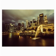 Singapore City Urban Skyline Large Glasses Cloth by BangZart