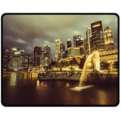 Singapore City Urban Skyline Double Sided Fleece Blanket (medium)  by BangZart