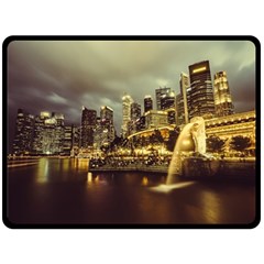 Singapore City Urban Skyline Double Sided Fleece Blanket (large)  by BangZart