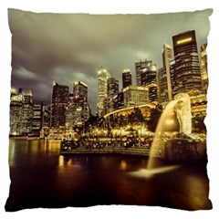 Singapore City Urban Skyline Large Flano Cushion Case (one Side) by BangZart