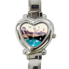 Austria Mountains Lake Water Heart Italian Charm Watch by BangZart