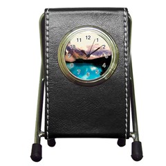 Austria Mountains Lake Water Pen Holder Desk Clocks