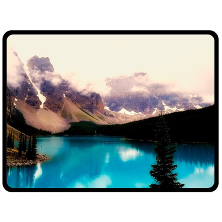 Austria Mountains Lake Water Fleece Blanket (Large) 