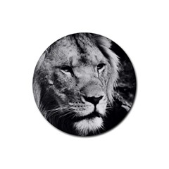 Africa Lion Male Closeup Macro Rubber Coaster (round)  by BangZart