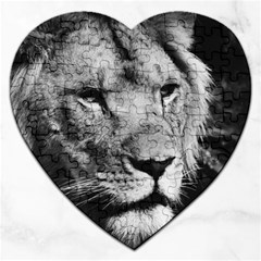 Africa Lion Male Closeup Macro Jigsaw Puzzle (heart) by BangZart