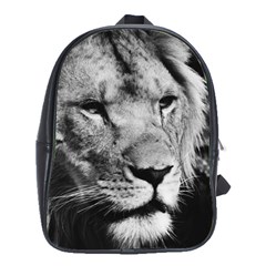 Africa Lion Male Closeup Macro School Bag (large) by BangZart