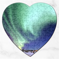 Aurora Borealis Alaska Space Jigsaw Puzzle (heart) by BangZart