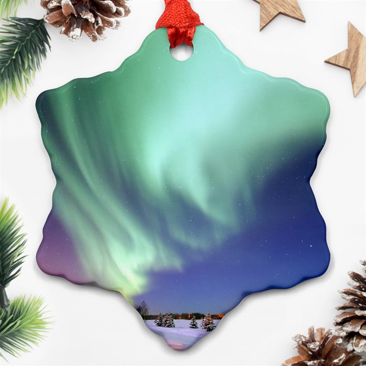 Aurora Borealis Alaska Space Snowflake Ornament (Two Sides)