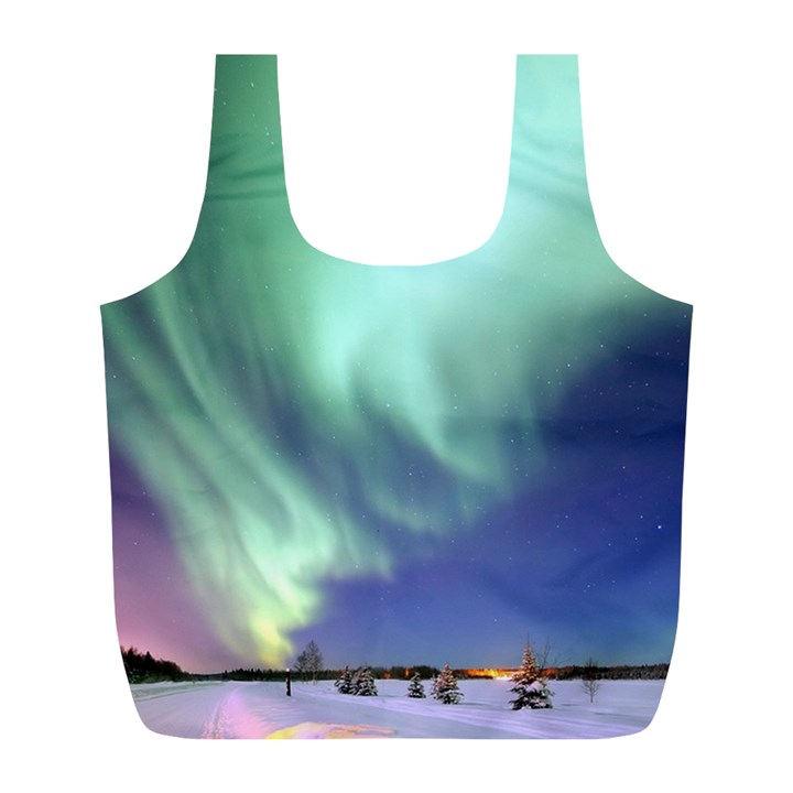 Aurora Borealis Alaska Space Full Print Recycle Bags (L) 