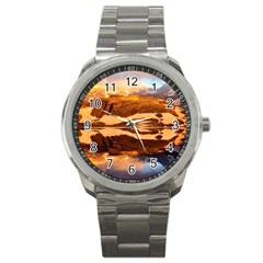 France Snow Winter Sunrise Fog Sport Metal Watch