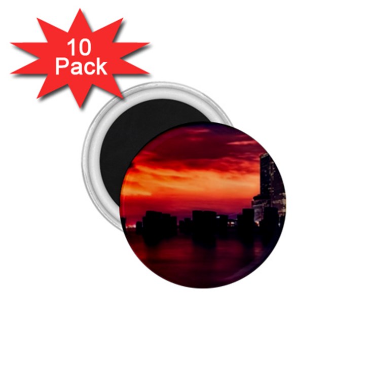 New York City Urban Skyline Harbor 1.75  Magnets (10 pack) 