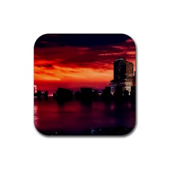 New York City Urban Skyline Harbor Rubber Coaster (square)  by BangZart