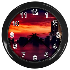 New York City Urban Skyline Harbor Wall Clocks (black) by BangZart