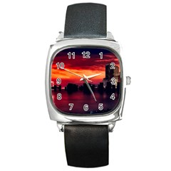 New York City Urban Skyline Harbor Square Metal Watch by BangZart