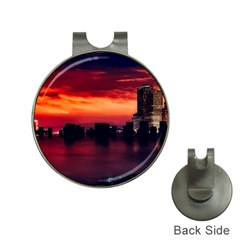 New York City Urban Skyline Harbor Hat Clips With Golf Markers by BangZart