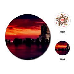 New York City Urban Skyline Harbor Playing Cards (round)  by BangZart