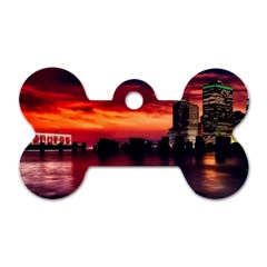 New York City Urban Skyline Harbor Dog Tag Bone (one Side) by BangZart