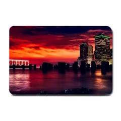 New York City Urban Skyline Harbor Small Doormat  by BangZart