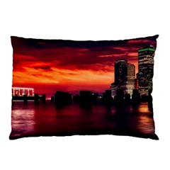 New York City Urban Skyline Harbor Pillow Case by BangZart