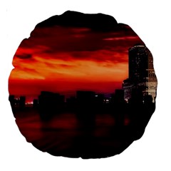 New York City Urban Skyline Harbor Large 18  Premium Round Cushions by BangZart